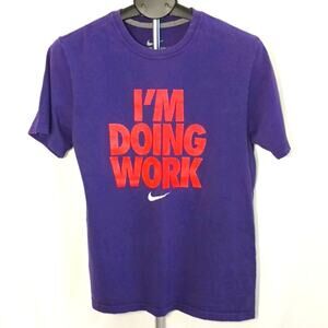 RARE Y2K NIKE Positive T-Shirt Women Sz M  Purple Orange I'm Doing Work Graphics
